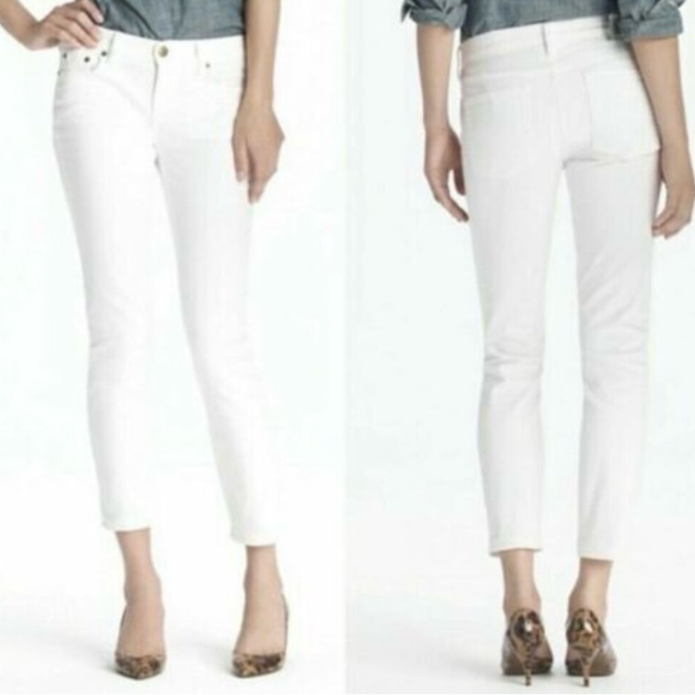 J. Crew Stretch White Ankle Jeans